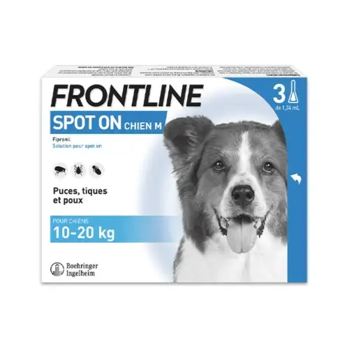 FRONTLINE Spot-on Chien M  : de 10 à 20 kg (3 pipettes)