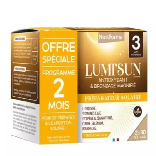 NAT&FORM - Lumi'sun Préparateur Solaire - 2x30 gélules - 2 mois