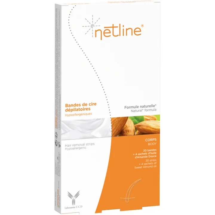 Netline Cire dépilatoire à froid bras jambe 20 bandes