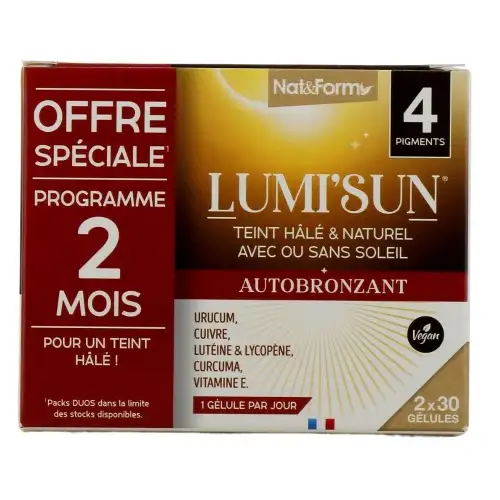 NAT&FORM - Lumi'sun Autobronzant - 2x30 gélules - 2 mois