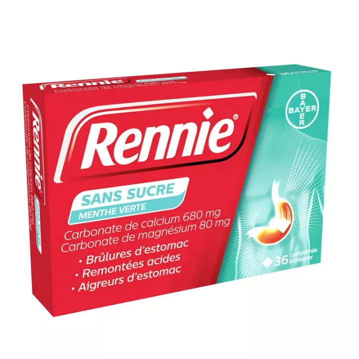 Rennie Bayer Menthe verte 36 comprimés