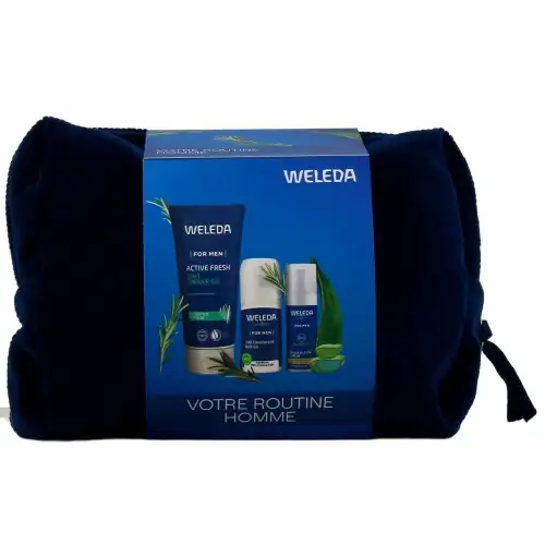 WELEDA - Trousse  Routine Homme - Sérum 30ml, Déodorant 50ml, Gel Douche 200ml