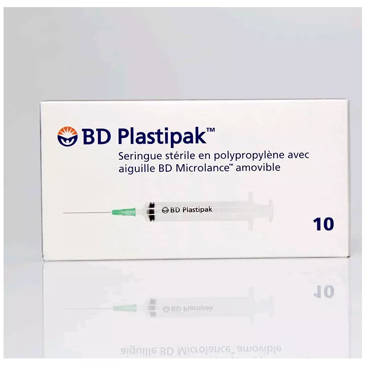 BD Plastipak 10 Seringues Stériles 45/100 G26 3/8 1ml