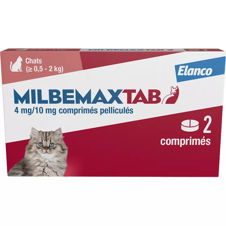 MilbemaxTab Vermifuge Petits Chats & Chatons 0,5 - 2 kg 2 Comprimés