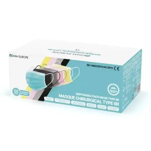 Masques chirurgicaux adulte Type IIR 5 couleurs x50