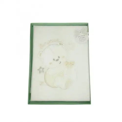Couverture couverture berceau landau bébé garçon nouveau-né T & R ours en peluche broderie crème TU
