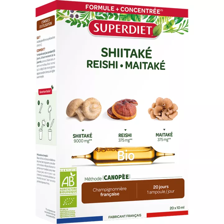 Superdiet Shiitake Reishi - Maïtaké Bio 20 Ampoules