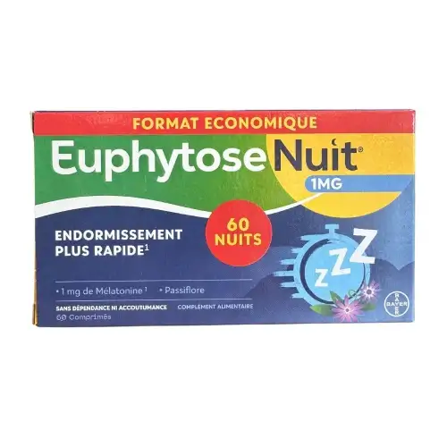 EUPHYTOSE NUIT Endormissement Rapide 1mg de Mélatonine - 60 Nuits