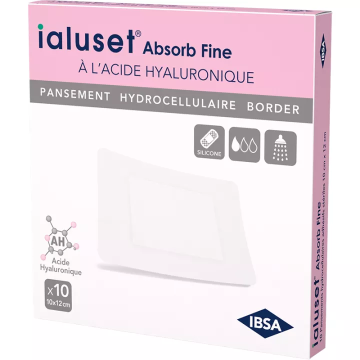 Ialuset Absorb Fine Pansement Hydrocellulaire Acide Hyaluronique 10x12 cm*