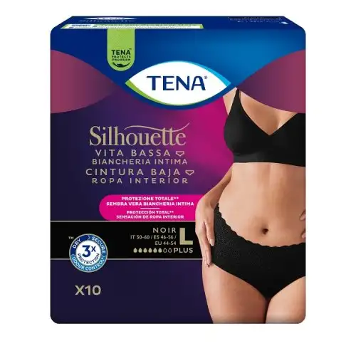 Mutandina Vita Bassa Nero Tg.L TENA Silhouette 10 Pezzi