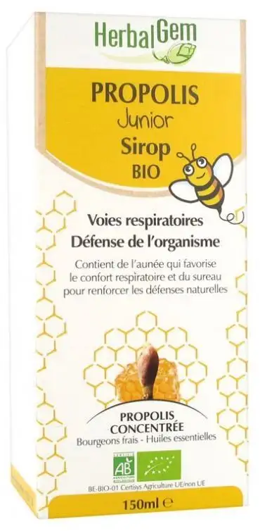 Herbalgem Propolis Junior Bio Sirop 150ml - Renforce l'immunité et le confort respiratoire