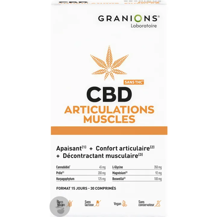 CBD Articulations Muscles Granions 30 Comprimés