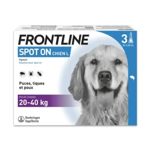 FRONTLINE Spot-on Chien L  : de 20 à 40 kg (3 pipettes)