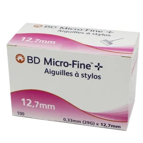 Aiguilles à stylos insuline 0.33mm x 12.7MM (29G) BD MICRO FINE + (bte 100)