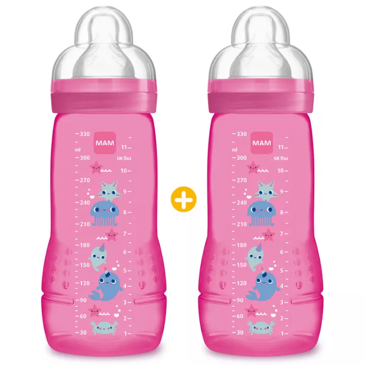 Mam Biberon Easy Active 2ème âge Coloré 330 ml lot de 2