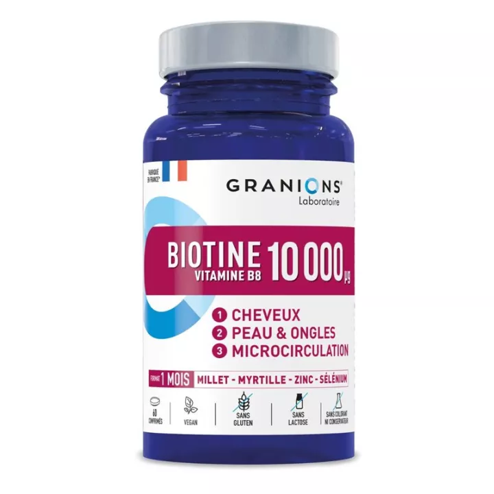 Biotine 10 000 µg Cheveux & Ongles 60 comprimés Granions