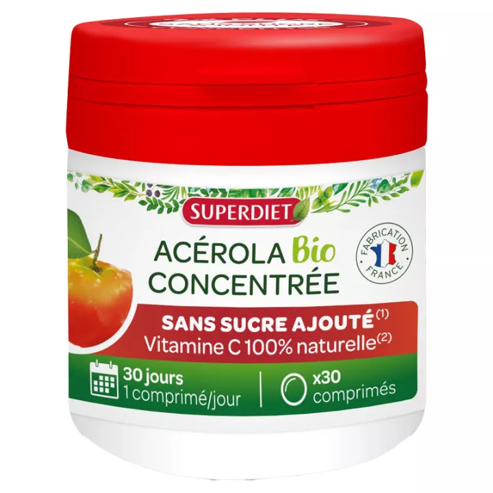 Superdiet Acérola Concentrée Bio 30 Comprimés
