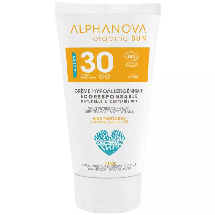 Alphanova Organic Sun Crème Hypoallergénique Visage Bio SPF30 50 gr