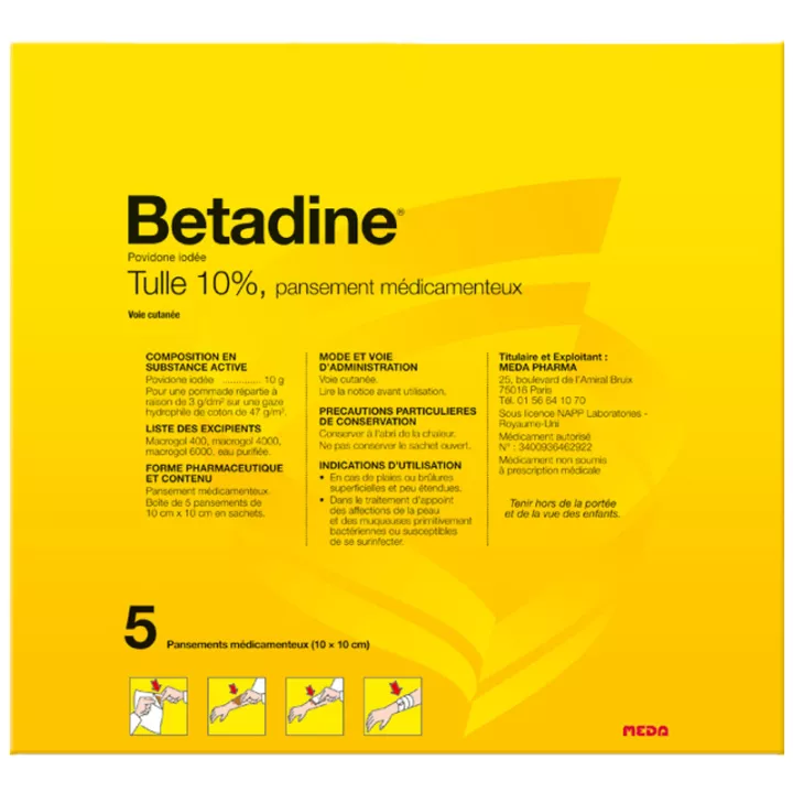 Bétadine Tulle 10% Tulle Pansement Médicamenteux