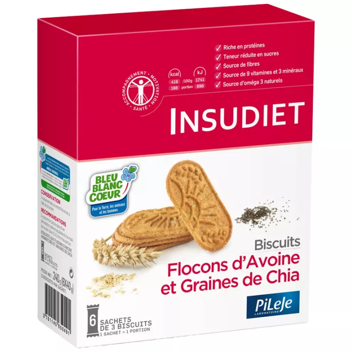Insudiet Biscuit Flocons d'Avoine Graines de Chia