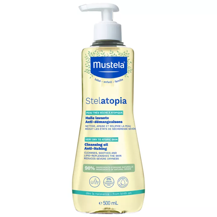 Mustela Bébé-Enfant-Famille Stelatopia Huile Lavante Anti-Démangeaisons 500 ml