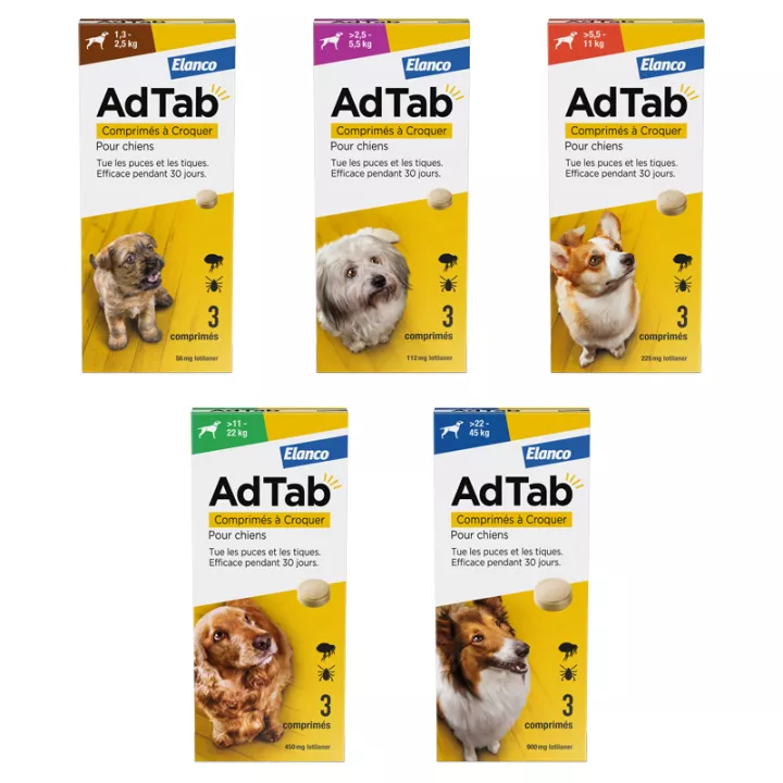 AdTab Lotilaner 3 Comprimés anti-puces Chien - Elanco