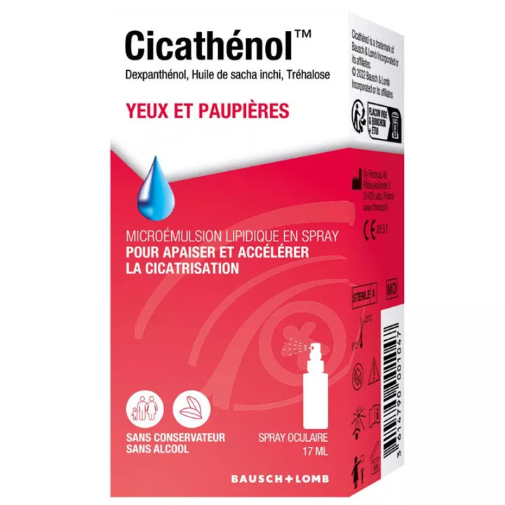 Bausch+Lomb Cicathenol Yeux et Paupières Spray Oculaire Cicatrisant 17 ml