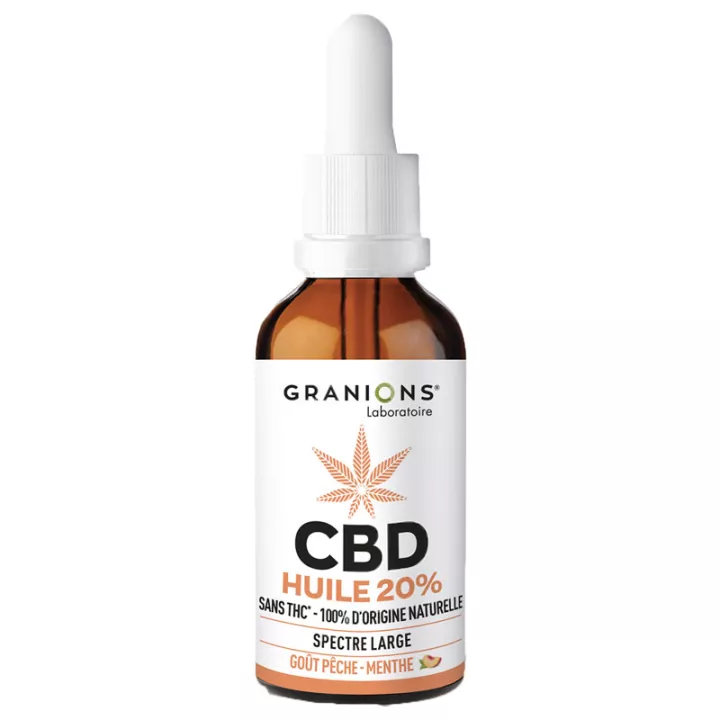 CBD 20% Huile Pêche Menthe Granions 10 ml*