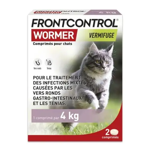 FRONTCONTROL WORMER Vermifuge Chat 4kg (2 comprimés)