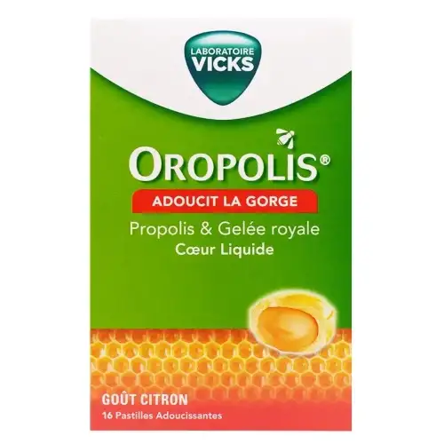 OROPOLIS Pastilles gorge Propolis & Gelée Royale Gout Citron - 16 pastilles - Vicks