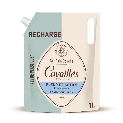 CAVAILLES - Eco-Recharge Gel Bain Douche Fleur de Coton (1L)