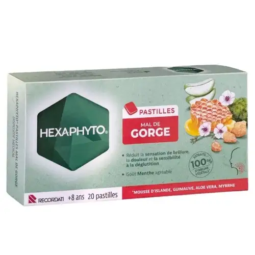 HEXAPHYTO - Pastilles Mal de Gorge - 20 Pastilles goût Menthe