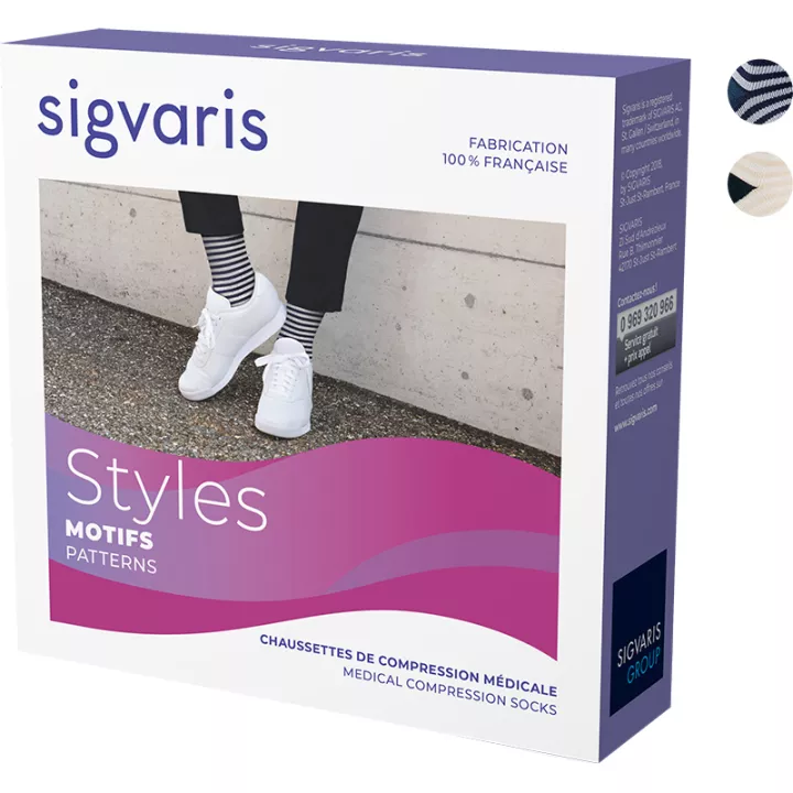 Sigvaris Styles Marinière Chaussettes de Contention Femme Classe 2