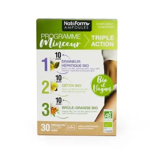 Nat & Form Programme Minceur Triple Action BIO - Pack 30 Ampoules