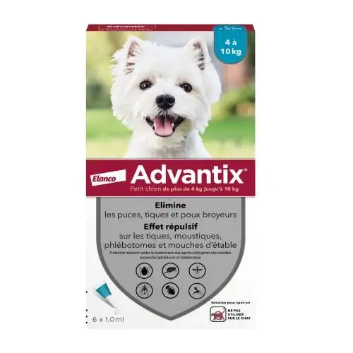 ADVANTIX Petit Chien 4 à 10 kg 6 pipettes