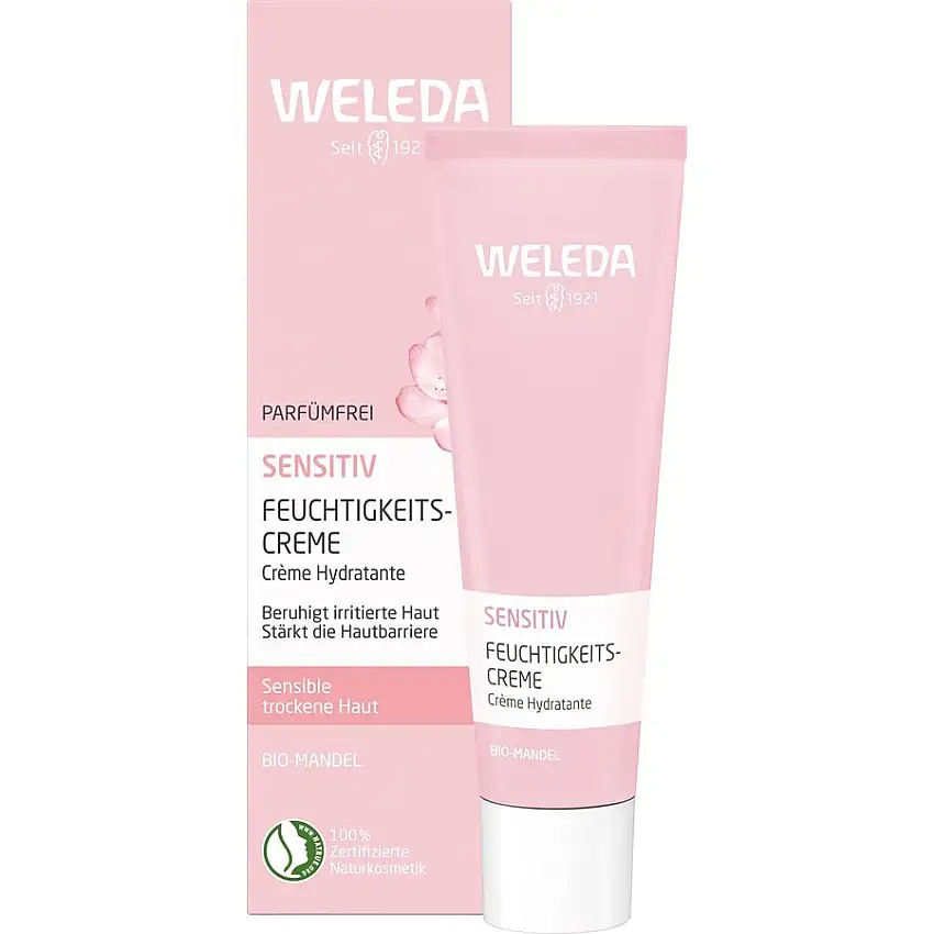 WELEDA Soins de jourSans parfum avec huile d'amande bio pour les peaux sensibles et sèches