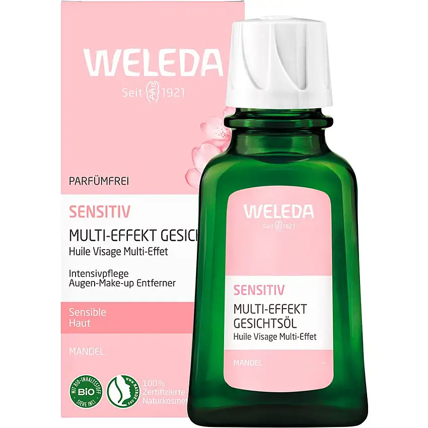 WELEDA Intensive careHuile naturelle sans parfum à 3 ingrédients pour une peau apaisée et un démaquillage des yeux