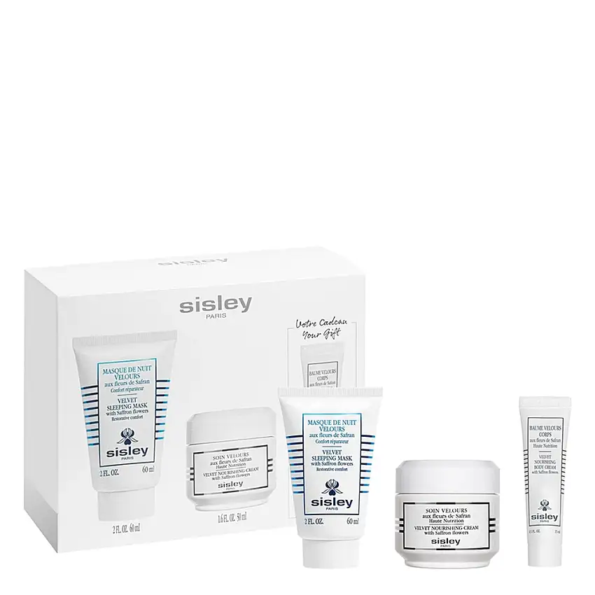 Soin Velours Aux Fleurs De Safran Coffret Soin - Masque de Nuit 60 ml + Crème 50 ml + Baume Corps 15 ml