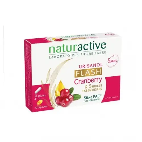 URISANOL FLASH Cranberry HE Confort urinaire (10 gélules + 10 capsules) Naturactive