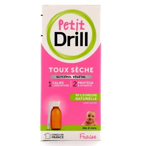 PETIT DRILL Toux Sèche Sirop Fraise Nourrissons et Enfants (flacon 125 ml)