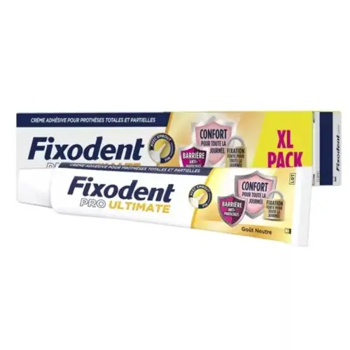 Fixodent Pro Ultimate - Crème adhésive Anti-particules, Goût Neutre 57g