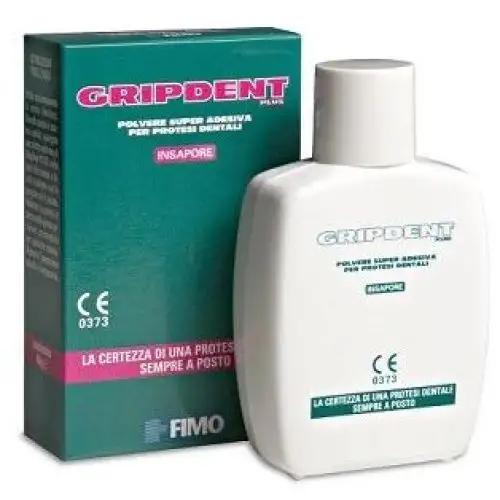Poudre adhésive Fimo Gripdent Plus pour prothèses dentaires