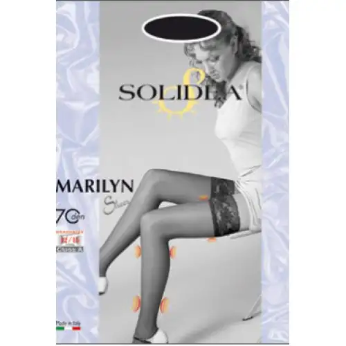 Solidea Marilyn 70 Sheer Hold-up Bas Couleur Bleu Taille 4