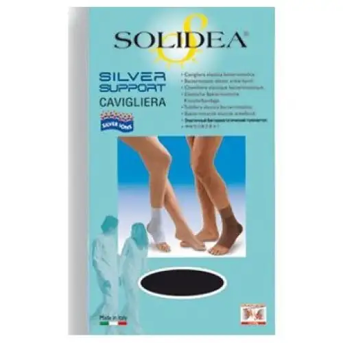 Bracelet de cheville élastique Solidea® Silver Support Couleur Noir Taille L