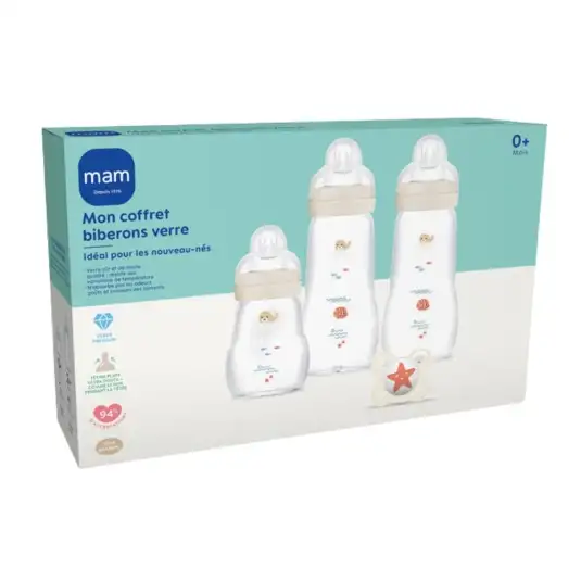 MAM - Coffret Biberons Verre + 1 Tétine