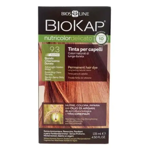 Bios Line Biokap Nutricolor Teinture pour cheveux Couleur délicate 9.3 Blond très clair doré