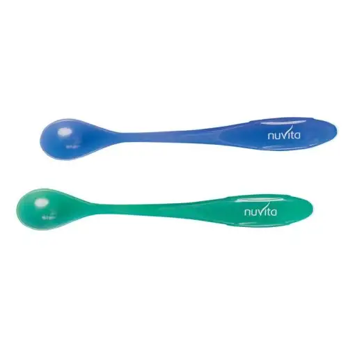 Nuvita Cuillères Thermosensibles Color Change Couleurs Bleu/Vert 2 Cuillères