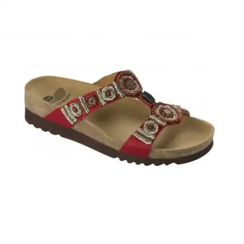 Scholl New Bogotà Tongs Compensées Femme Bioprint Semelle Intérieure Couleur Rouge Taille 41