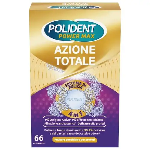 GSK Polident Total Action Nettoyant Quotidien Pour Dentiers 66 Comprimés