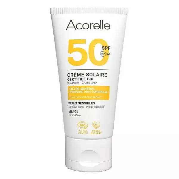 Acorelle Crème Solaire Visage SPF50 Bio 50ml